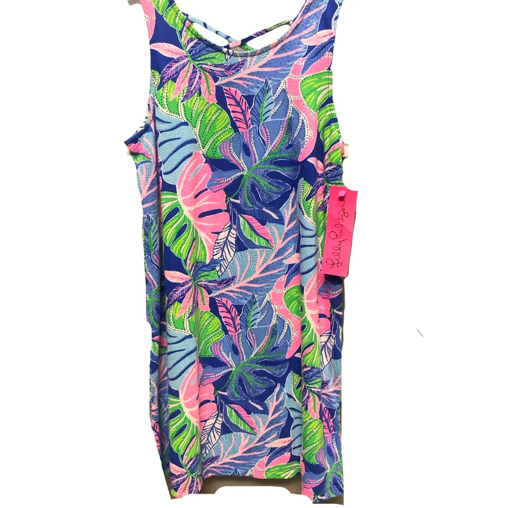 Lilly Pulitzer Girls' Tropical Leaf Swim Coverup - Pink, Blue & Green